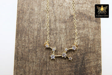 Virgo Zodiac Necklace, Gold Filled Horoscope Star Sign Constellation Choker - A Girls Gems